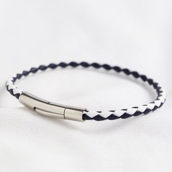 Bracelet en cuir tressé monochrome pour homme - Moyen