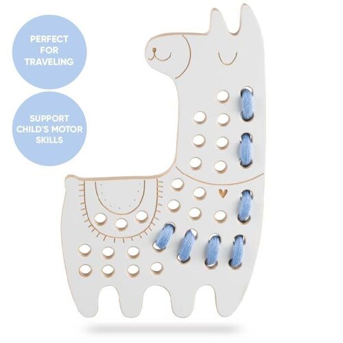 Lily the Lama wooden lacing toy, Montessori, educational toy, for traveling