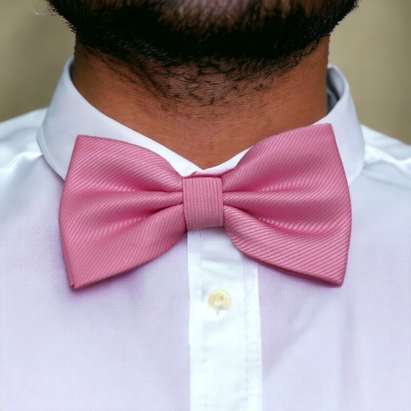 Matching hot pink bow tie in polyester satin
