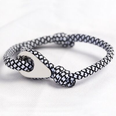 Pulsera de cuerda blanca y negra ajustable para hombre