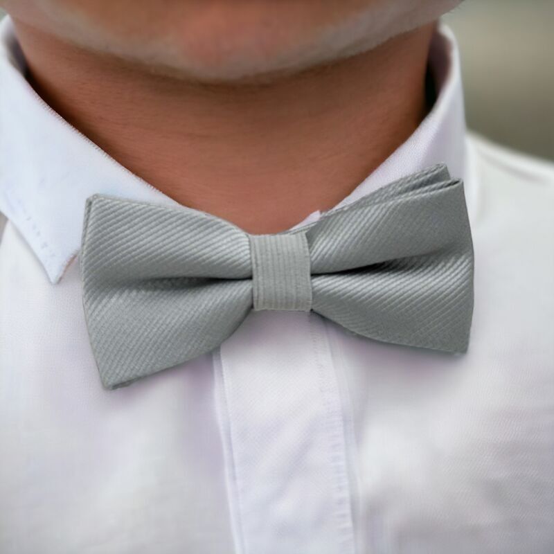 Papillon coordinato in raso di poliestere grigio