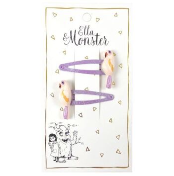 PINCE À CHEVEUX VIOLET À PAILLETTES PERROQUET – PACK DE 6