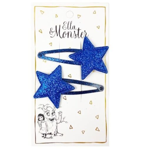 BLUE GLITTER STAR HAIR CLIP – 6’ER PACK