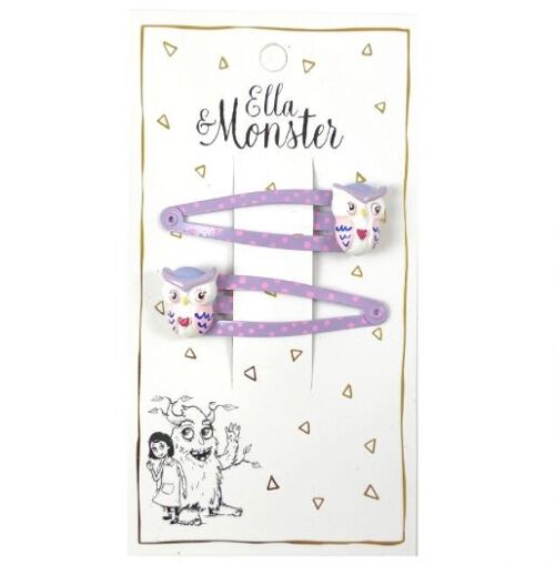 OWL PURPLE HAIR CLIP – 6’ER PACK