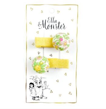 PINCE À CHEVEUX RETRO FLEUR JAUNE 6'ER PACK 1