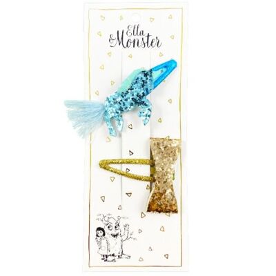 SET CAVALLO GLITTER BLU - CONFEZIONE DA 6'