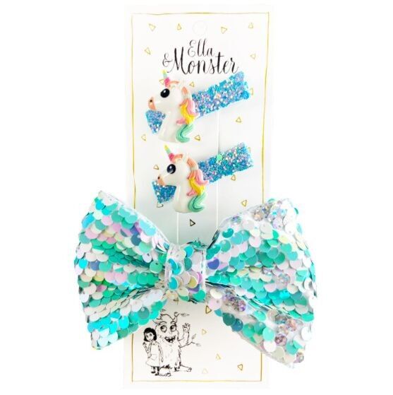 CLIP PER CAPELLI SET UNICORNO BLU 6'ER PACK