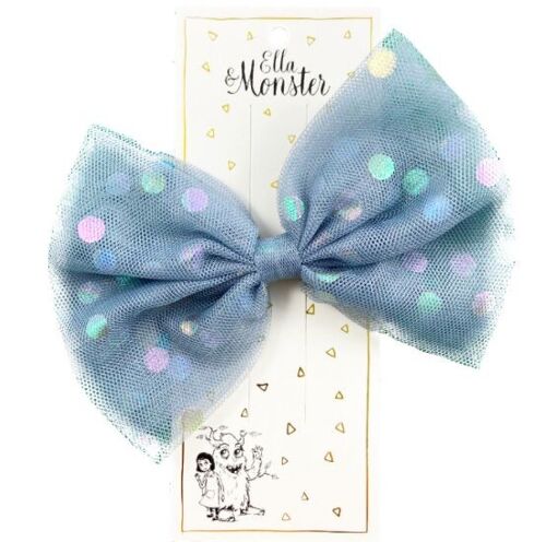 DOTTED DISCO BOW BLUE, 6 PCS.