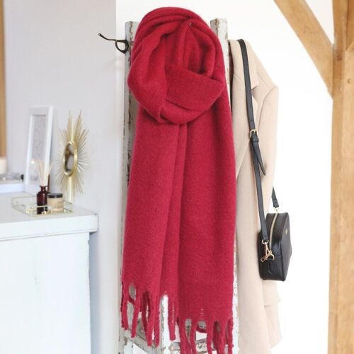Deep Red Recycled Oversized Scarf