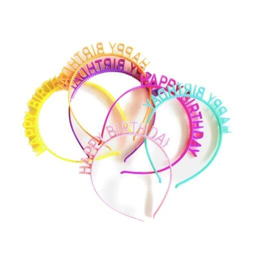 FASCIA PER CAPELLI BUON COMPLEANNO 12 PZ. 6 COLORI