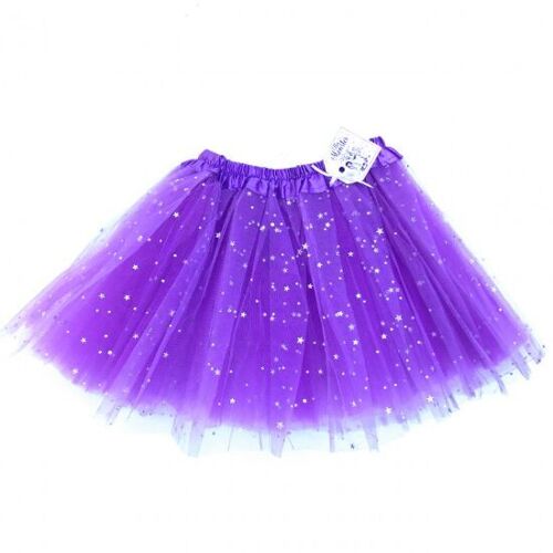 TULLE SKIRT  WITH STARS - PURPLE - 4'ER PACK