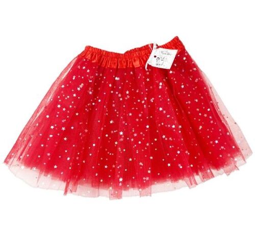 TULLE SKIRT WITH STARS - RED - 4'ER PACK