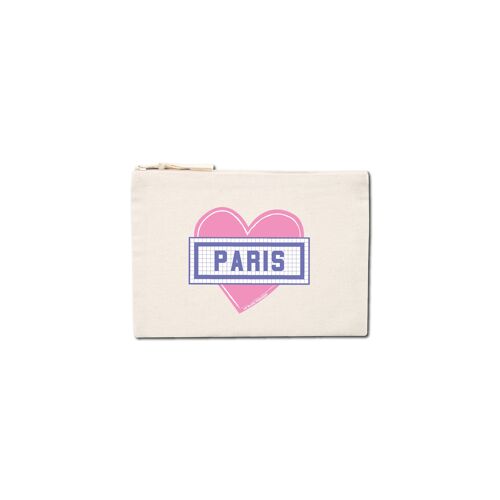 Pochette imprimée Cœur Paris - Ecru