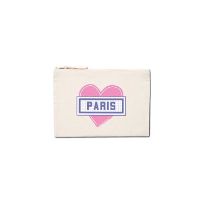 Pochette stampata Paris Heart - Ecru