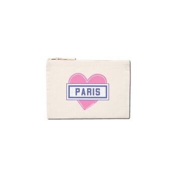 Pochette imprimée Cœur Paris - Ecru