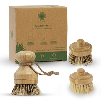 Brosse à coupe en bois avec têtes de rechange, lot de 3 1