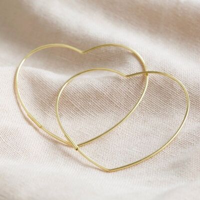 Large Thin Heart Hoop Earrings in Gold Sterling Silver