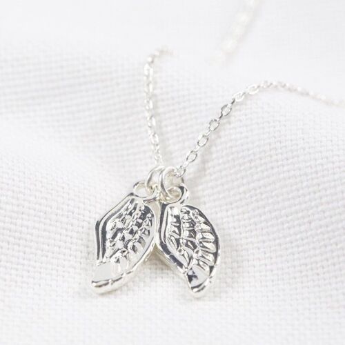 Double Wing Charm Necklace in Silver