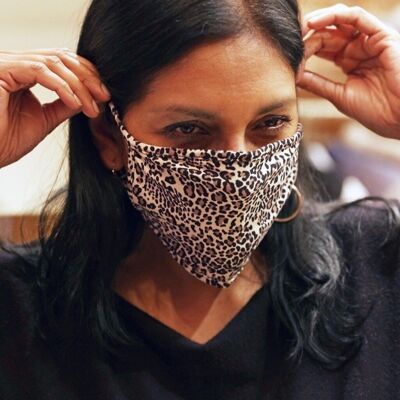 Maschera viso in tessuto con stampa leopardata