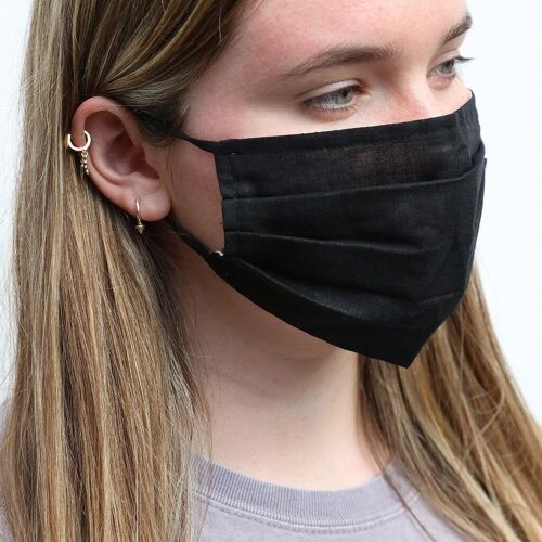 Black Pleated Fabric Face Mask