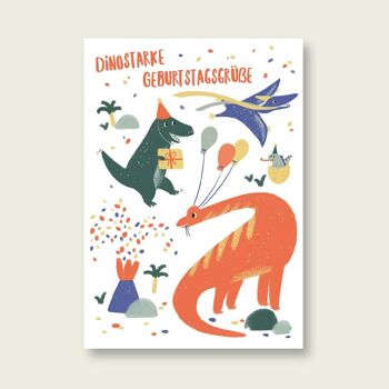 Fête de dinosaure d'anniversaire de carte postale 1