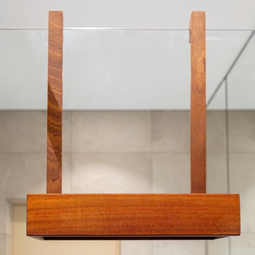 Minimalist Hanging Shower Shelf PLAIN, Mahogany Wood
