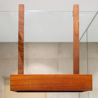 Mensola doccia sospesa minimalista PLAIN, legno di mogano