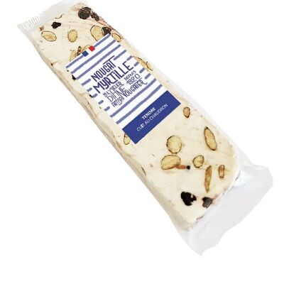 Riegel „Marinière“ mit Mandeln und weichem Blaubeer-Nougat, 100 g