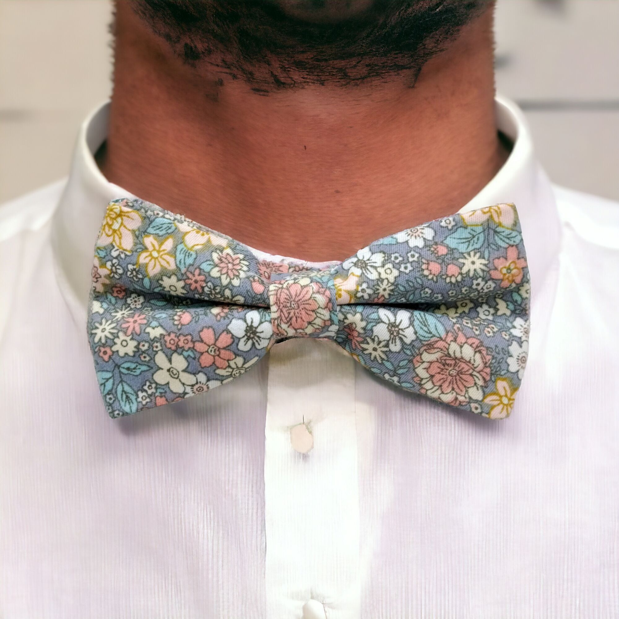 Papillon viola con fantasie floreali per Papà e Bambino 100% Cotone