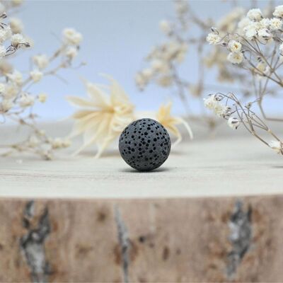 POROUS AROMATHERAPY LAVA BEAD - BLACK 16MM **DESTOCK**