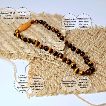 COLLIER BÉBÉ PIERRE NATURELLE : Œil du tigre marron *DESTOCK* 3