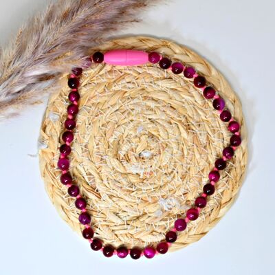NATURAL STONE BABY NECKLACE: Pink tiger's eye **DESTOCK**