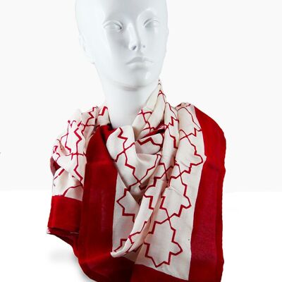 Block Print Scarf Super Soft - Red Jali