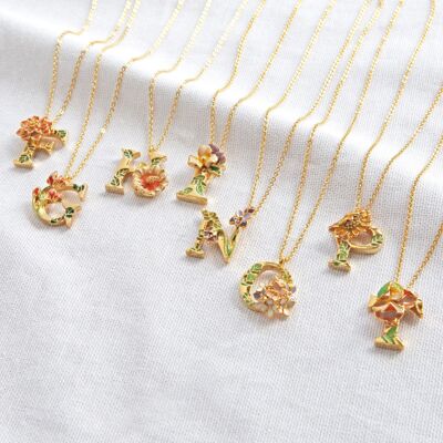 Collar Alfabeto Floral - D