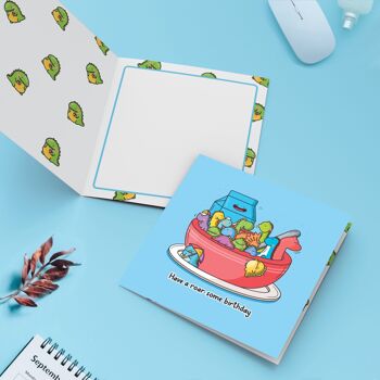 Carte de bol de dinosaure | Carte d'anniversaire | Carte de voeux 2