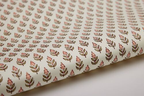 Block Printed Wrapping Paper Sheets - Buti Coral