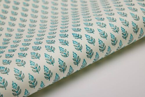 Block Printed Wrapping Paper Sheets - Buti Turquoise