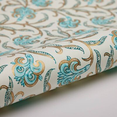 Hojas de papel de regalo con estampado de bloques - Iris Glitz Turquoise