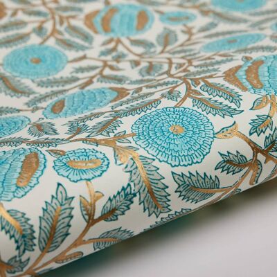 Feuilles de papier d’emballage imprimées en bloc - MarigoldGlitz Turquoise