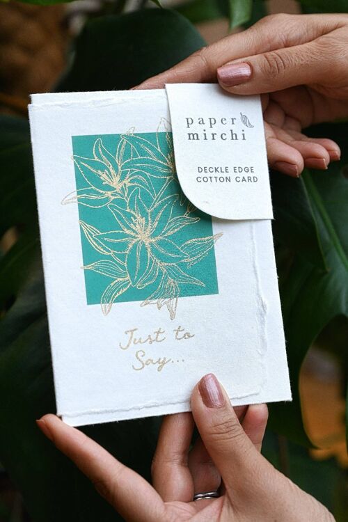 Deckle Edge Cotton Card - Lily Teal