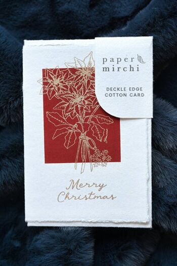 Carte de Noël en coton Deckle Edge - Poinsettia Scarlet 4