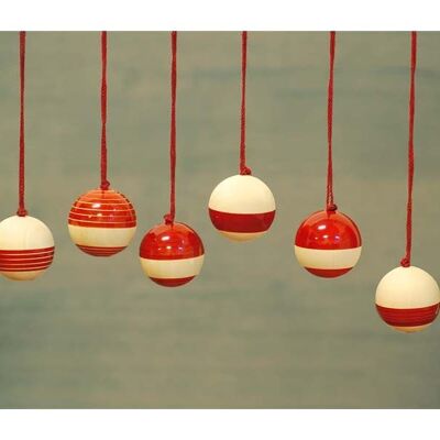Christmas Wooden Baubles Red - Block Colour Bottom