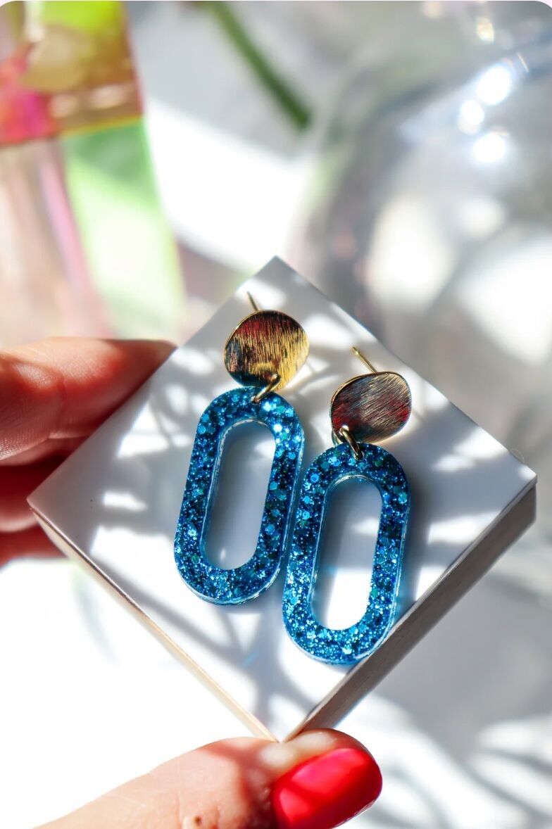 Orecchini Marie glitter blu