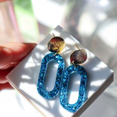 Marie blue glitter earrings