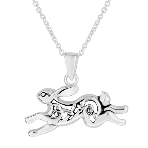 Beautiful Celtic Leaping Hare Pendant