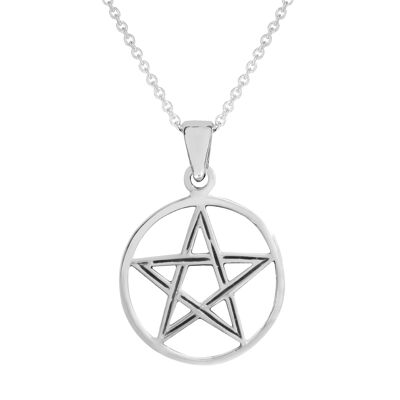Engraved Pentagram Silver Necklace