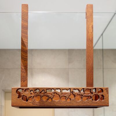 Etagère de Douche Suspendue "RAINDROPS", Bois d'Acajou