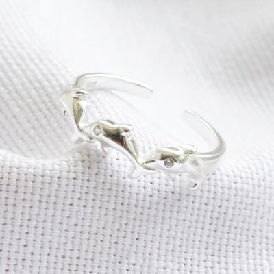 Sterling silver dolphin toe ring