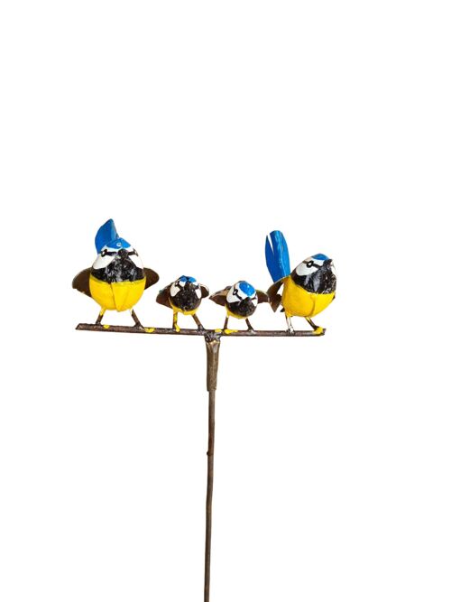 Wooden Blue Jay family of 4