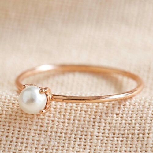 Rose Gold Sterling Silver Pearl Ring - M/L